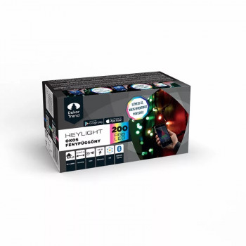 Perdea de lumini Dekortrend Heylight, 90 x 200 cm, 200 RGB LED, cablu negru, IP44, modul comanda BlueTooth