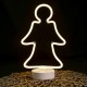 DECORAȚIUNE GEAM CU LUMINĂ DE NEON - ÎNGERAȘ ALB CALD