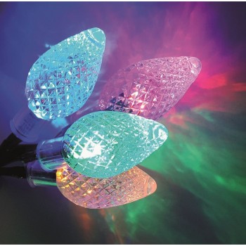 ȘIR LUMINOS CRISTALE 12m, 60 CRISTALE MULTICOLOR, CU CABLU VERDE